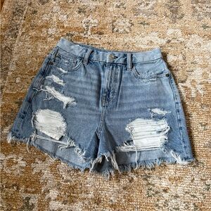American Eagle Outfitters Light Blue Distressed Denim Shorts